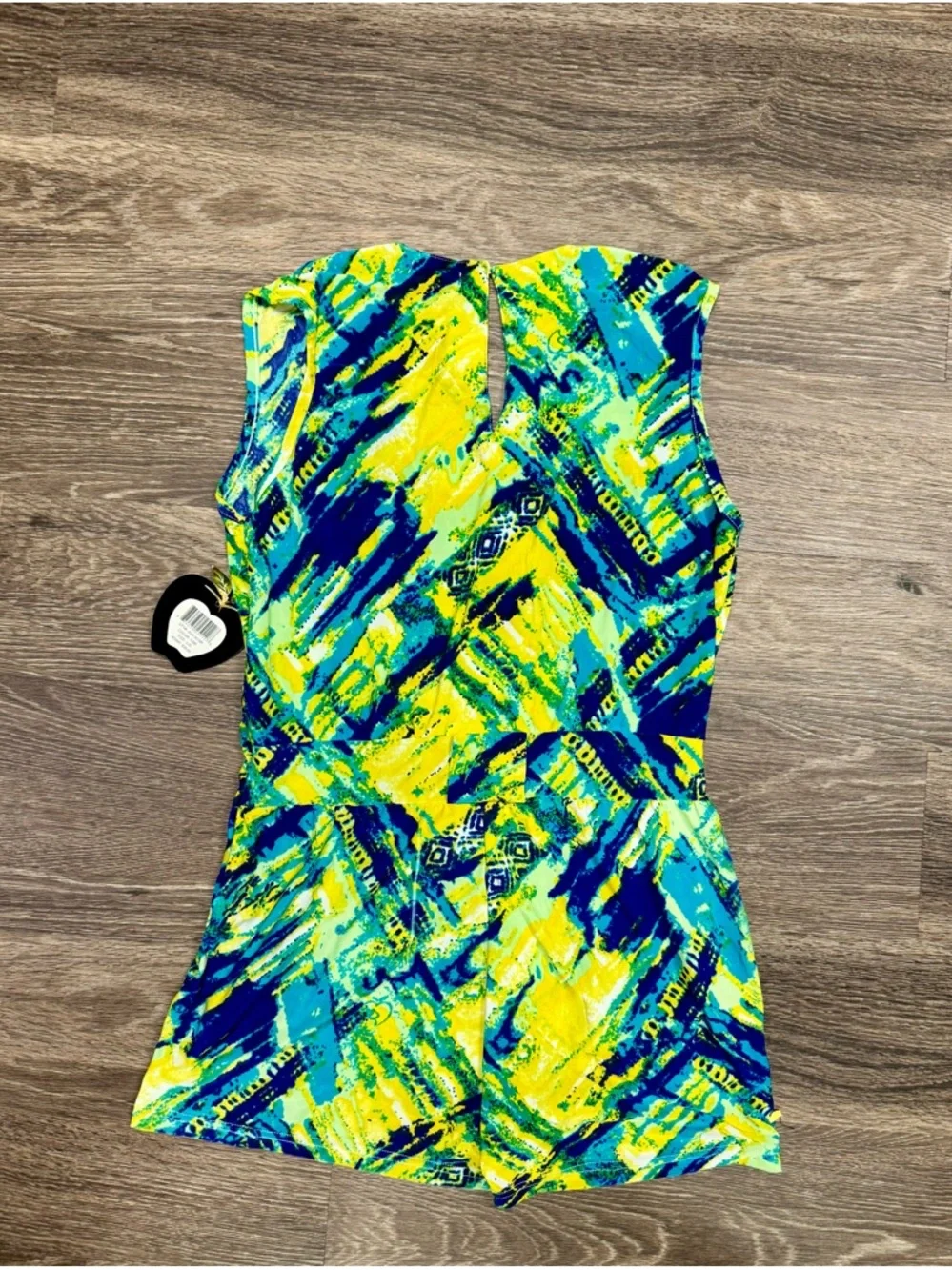NWT Apple Bottoms Blue Green Abstract Print Wrap Romper L/G - Picture 2 of 5